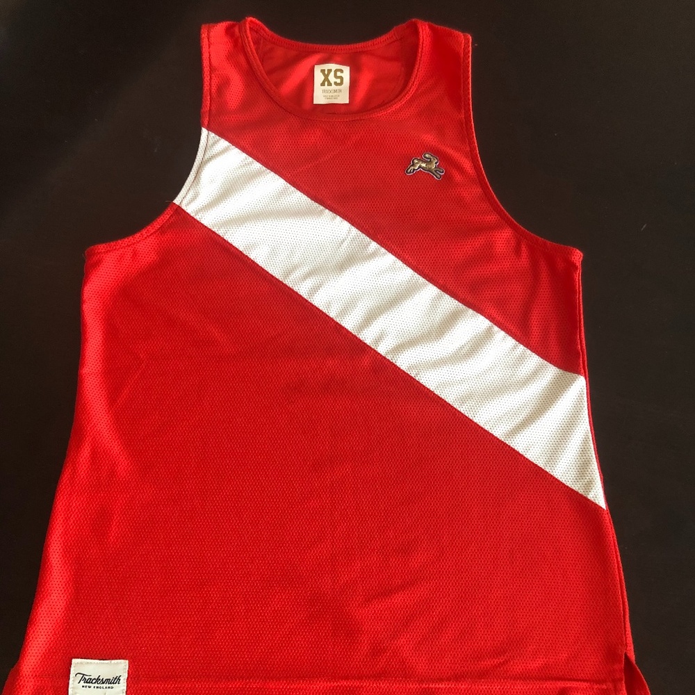 Tracksmith Van Cortlandt Singlet - Size XS - Red/Ivory